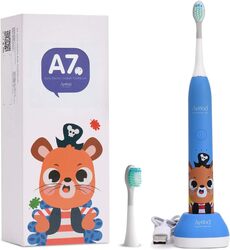 Apiyoo Sonic Electric Kids Toothbrush, A7 Wireless Rechargeable Toothbrush, IPX7 Waterproof with 3 Brushing Modes, 2 Min Smart Timer for Kids. (Blue)